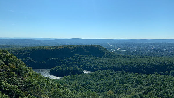 An overview of Hubbard Park in Meriden, Connecticut
