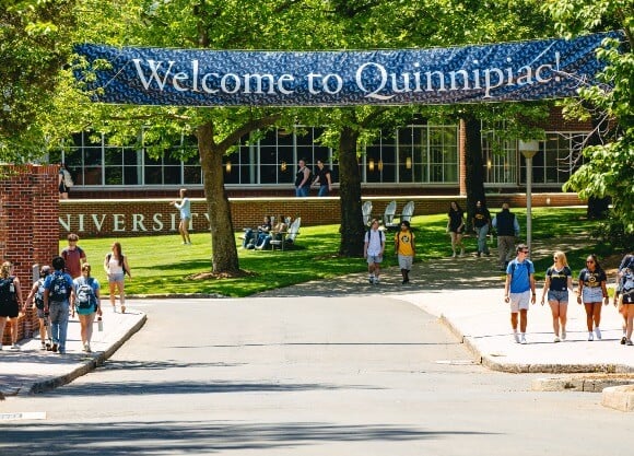 Students walking down Bobcat Way