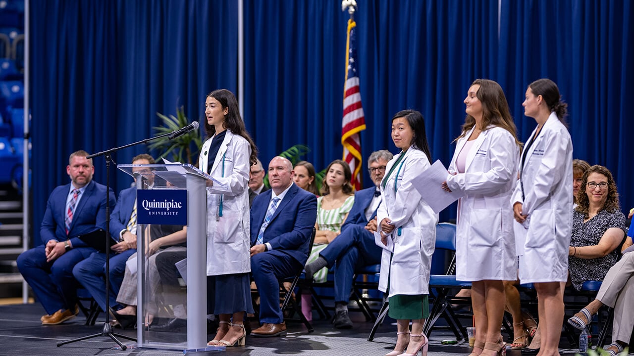Student speakers on stage