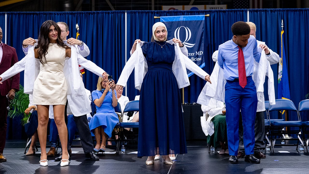 Student presented their white coats