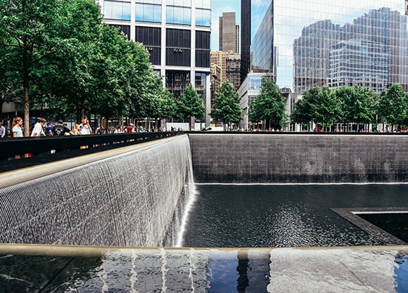 The National September 11 Memorial at the World Trade Center.