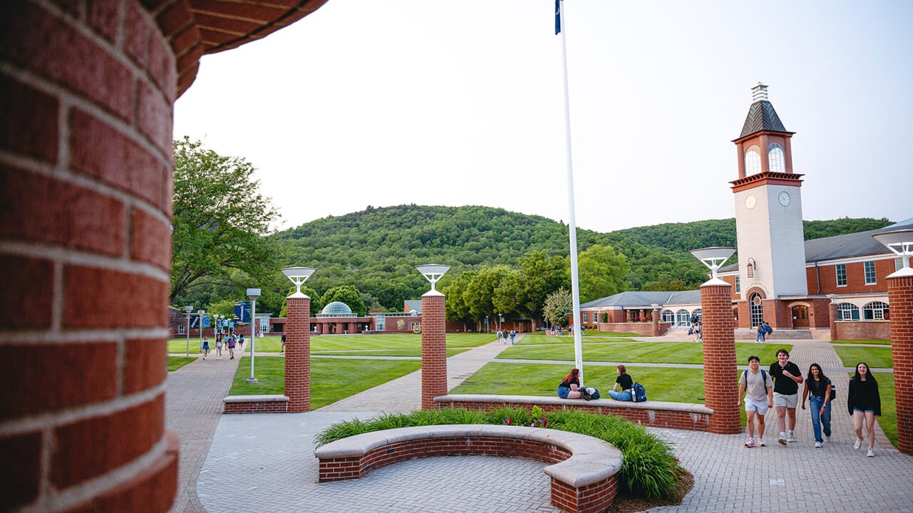 Students walking across the Quad