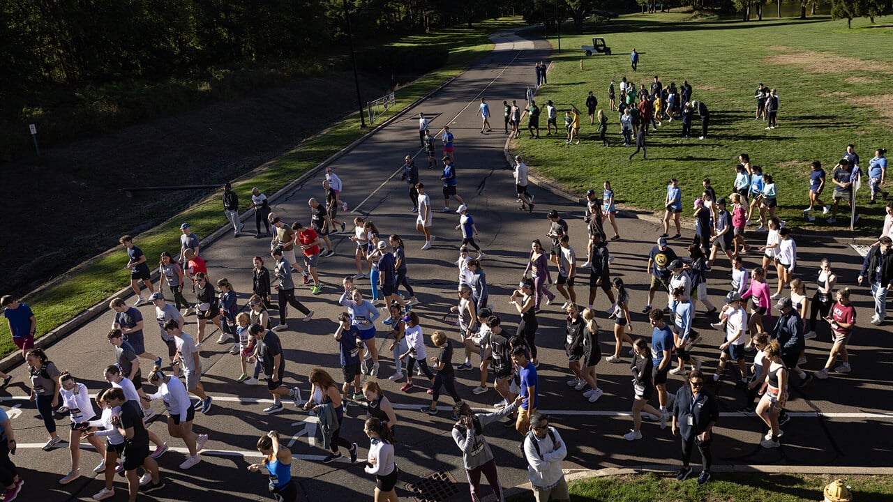 A group of runners preparing for the 5k.