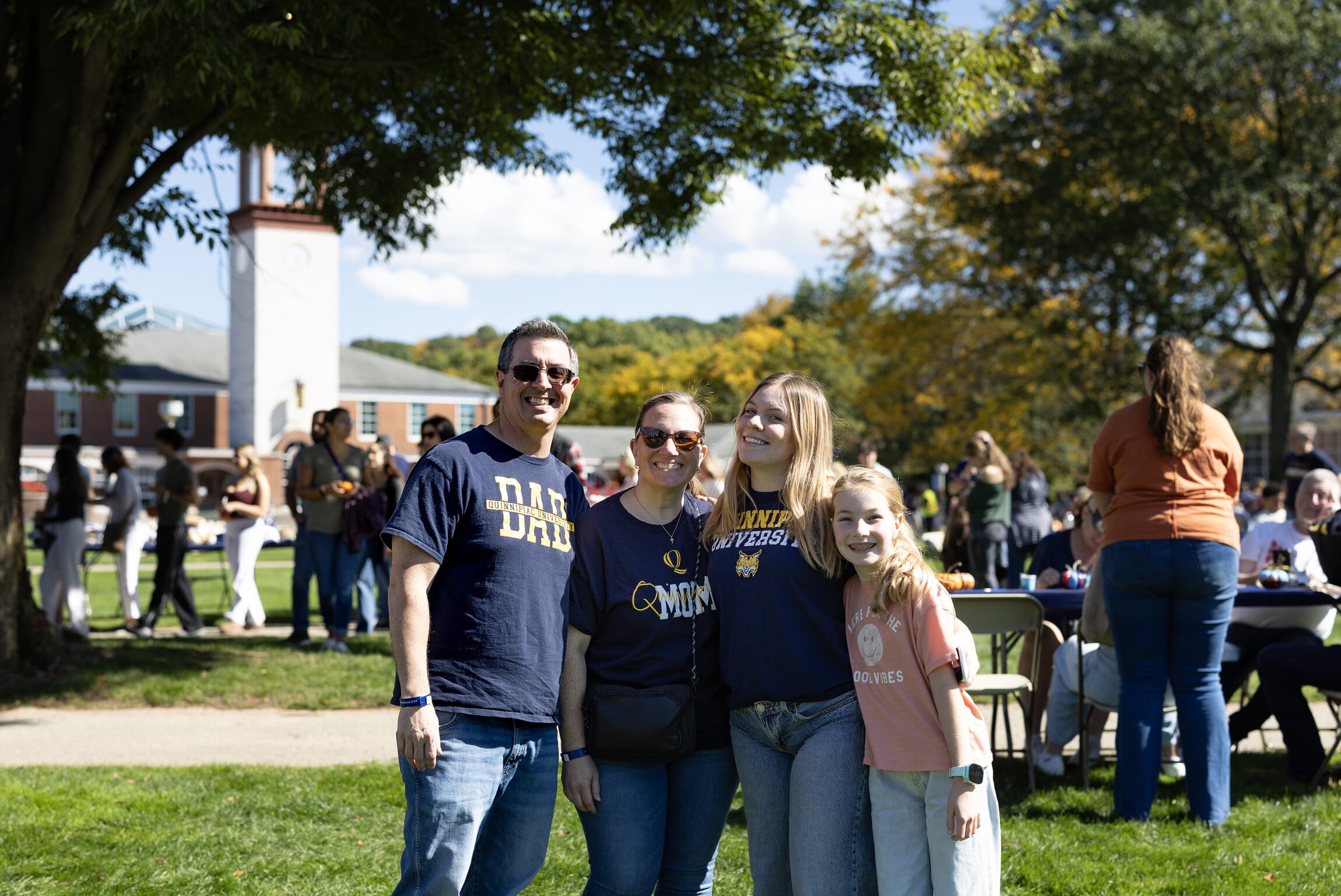 Family in front of the library.