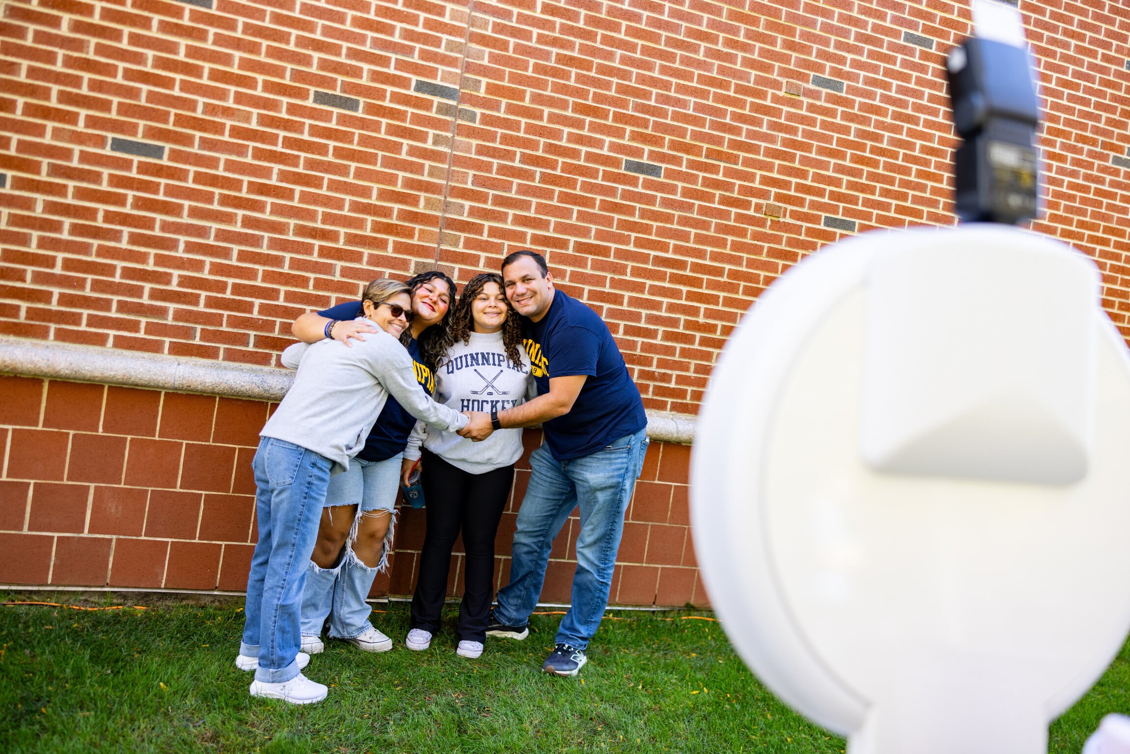 A family posing for a picture.