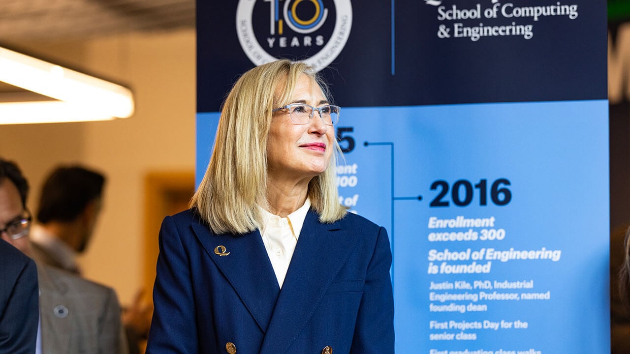 President Marie Hardin stands for a photo.